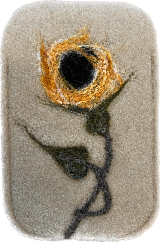 Felicity Clarke - Glasses Case [Yellow flower on beige felt]