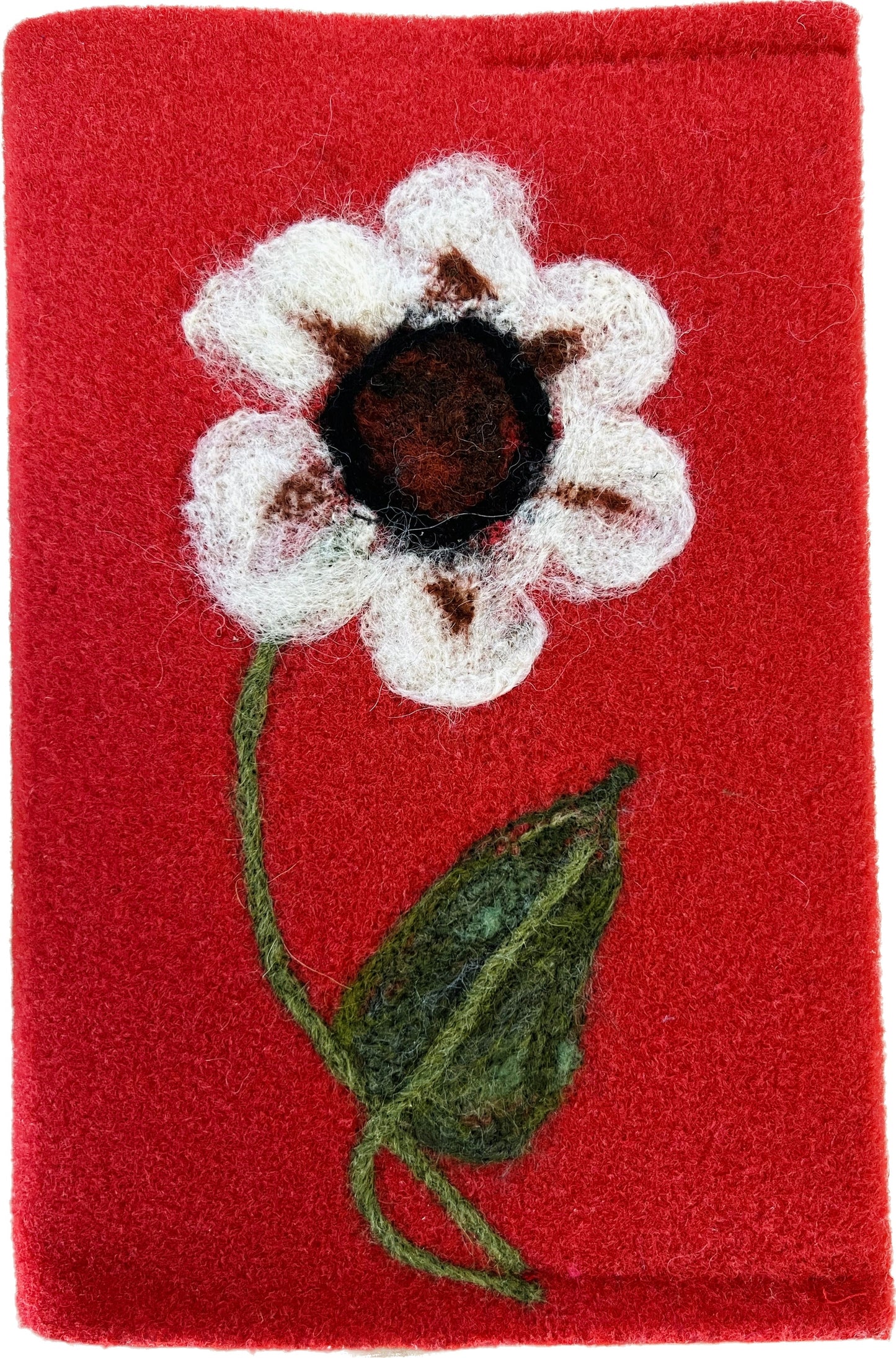 Felicity Clarke - A5 Felted Notebook [White flower on red felt]